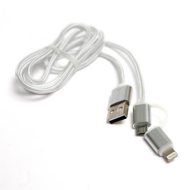 Дата кабель USB 2.0 AM to Lightning + Micro 5P 1.0m cotton PowerPlant (KD00AS1290) - фото 1
