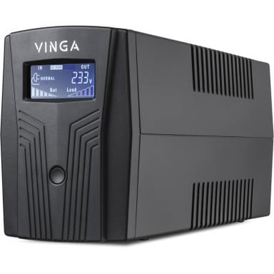 Пристрій безперебійного живлення Vinga LCD 600VA plastic case (VPC-600P) - фото 1