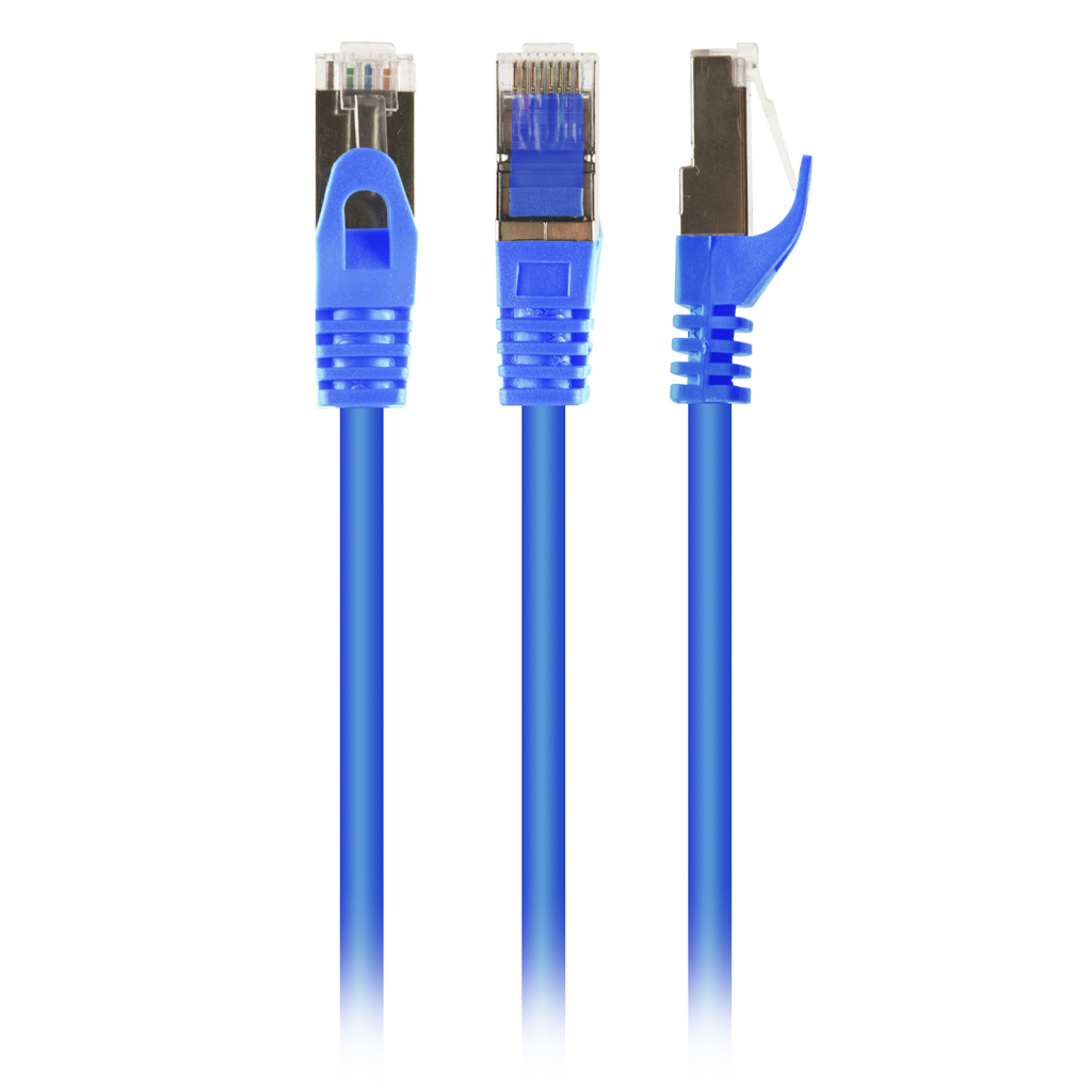 Патч-корд 1м S/FTP Cat 6A CU LSZH blue Cablexpert (PP6A-LSZHCU-B-1M) - фото 1