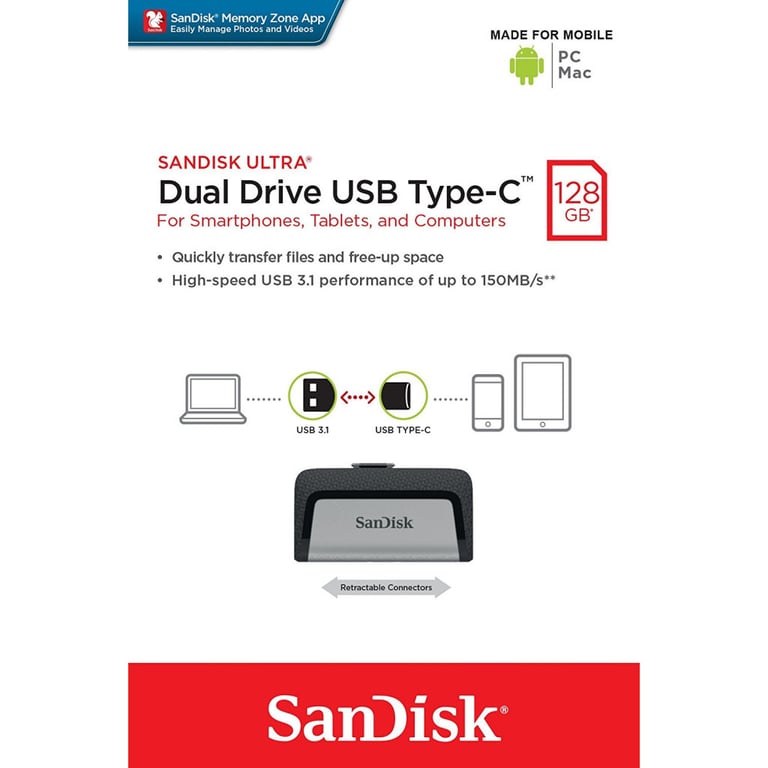 USB флеш накопичувач SanDisk 128GB Ultra Dual USB 3.0/Type-C (SDDDC2-128G-G46) - фото 4