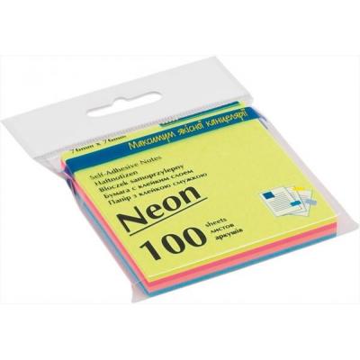 Папір для нотаток Buromax with adhesive layer 76х76мм, 100sheets, NEON colors mix (BM.2312-97) - фото 2