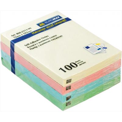 Папір для нотаток Buromax with adhesive layer 76х102мм, 100sheets, pastel colors mix (BM.2313-99) - фото 2