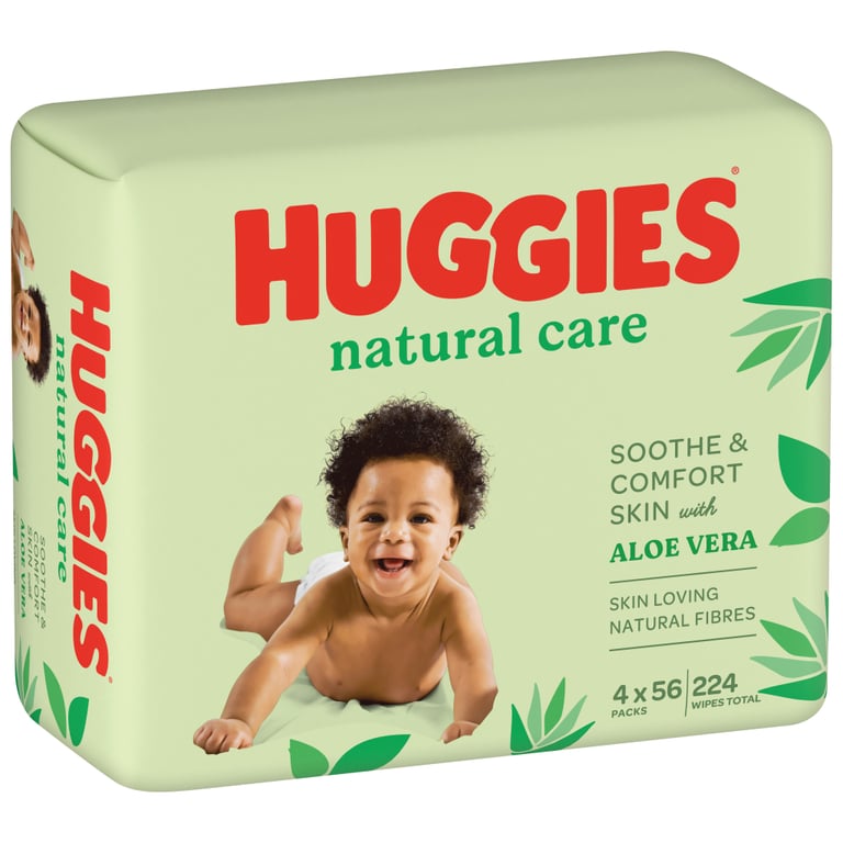 Дитячі вологі серветки Huggies Natural Care 56 х 4 шт (5029053550183) - фото 1