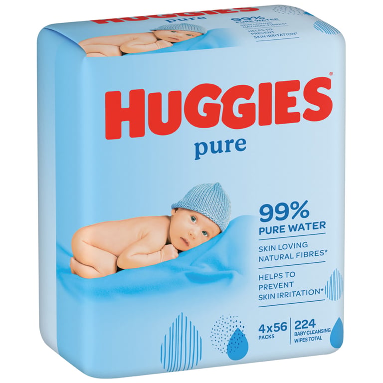 Дитячі вологі серветки Huggies Pure 56 х 4 шт (5029053550121) - фото 1