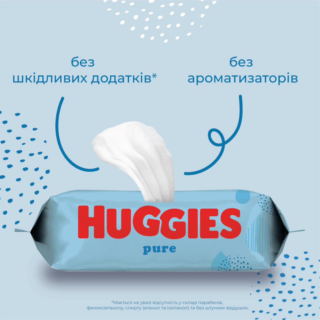 Дитячі вологі серветки Huggies Pure 56 х 4 шт (5029053550121) - фото 7 Дитячі вологі серветки Huggies Pure 56 х 4 шт (5029053550121) - фото 7