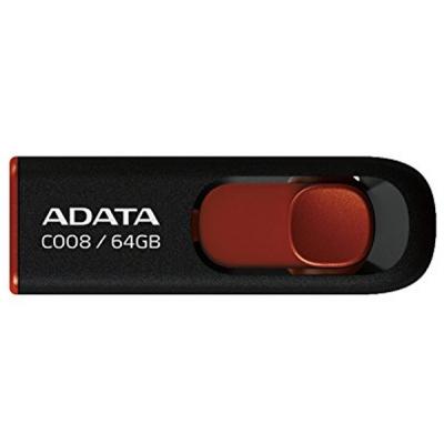 USB флеш накопичувач ADATA 64GB C008 Black+Red USB 2.0 (AC008-64G-RKD) - фото 1