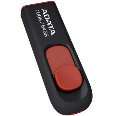 USB флеш накопичувач ADATA 64GB C008 Black+Red USB 2.0 (AC008-64G-RKD) - фото 2