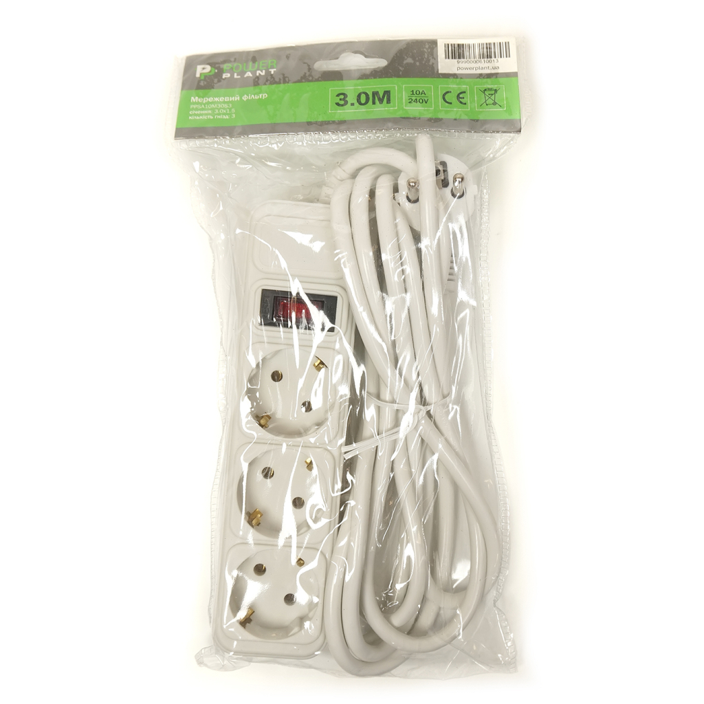 Мережевий фільтр живлення PowerPlant 3 м, 3 розетки, евростандарт (JY-1054/3) (PPSA10M30S3) - фото 4 Мережевий фільтр живлення PowerPlant 3 м, 3 розетки, евростандарт (JY-1054/3) (PPSA10M30S3) - фото 4