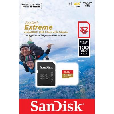 Карта пам'яті SanDisk 32GB microSD class 10 V30 A1 UHS-I U3 Extreme Action (SDSQXAF-032G-GN6AA) - фото 3