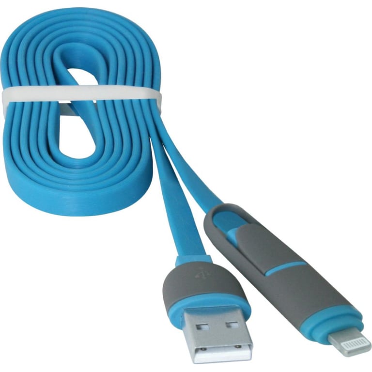 Дата кабель USB 2.0 AM to Lightning + Micro 5P 1.0m blue Defender (87487) - фото 4