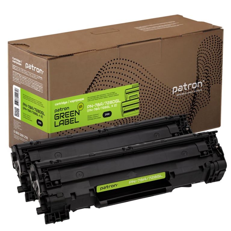 Картридж Patron HP LJ CE278A/CANON 728 GREEN Label (DUAL PACK) (PN-78A/728DGL) - фото 1