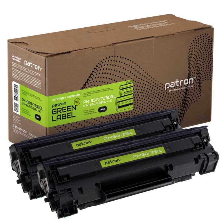 Картридж Patron HP LJ CE285A/CANON 725 GREEN Label (DUAL PACK) (PN-85A/725DGL) - фото 1
