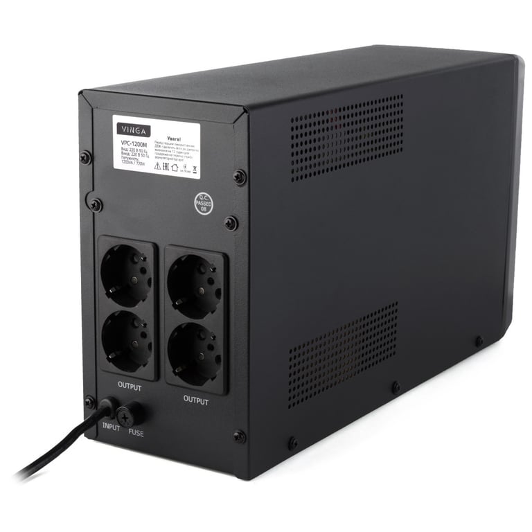 Пристрій безперебійного живлення Vinga LCD 1200VA metal case (VPC-1200M) - фото 10