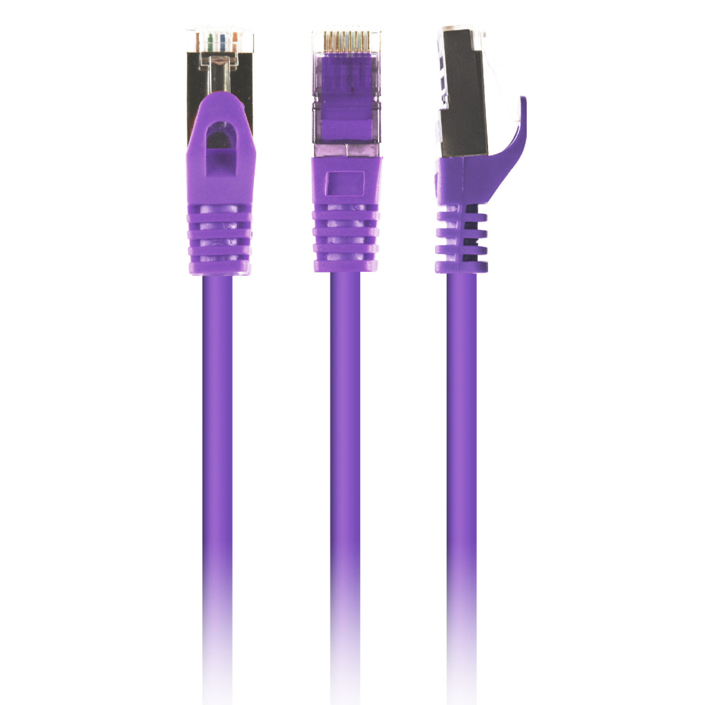 Патч-корд 1м S/FTP Cat 6A CU LSZH violet Cablexpert (PP6A-LSZHCU-V-1M) - фото 1