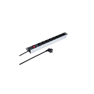 Силовий блок Kingda 19" 1U 8xSchuko, вимикач, кабель 2м (KD-PDU-GM-1U-P8) - фото 1