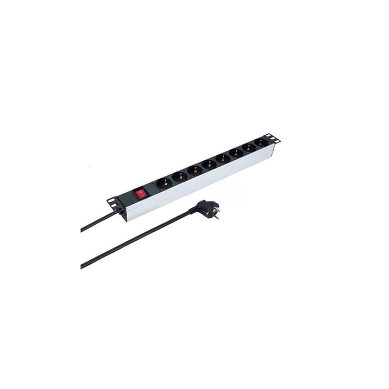 Силовий блок Kingda 19″ 1U 8xSchuko, вимикач, кабель 2м (KD-PDU-GM-1U-P8)