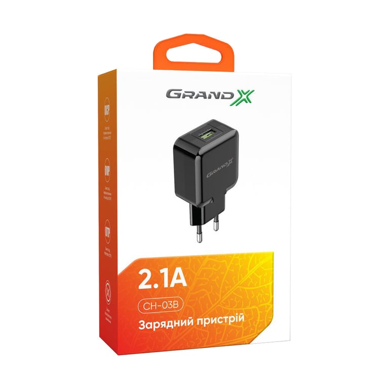 Зарядний пристрій Grand-X CH-03B (5V/2,1A) Black (CH-03B) - фото 5