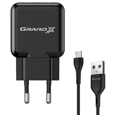 Зарядний пристрій Grand-X CH-03UMB (5V/2,1A + DC cable Micro USB) Black (CH-03UMB) - фото 1