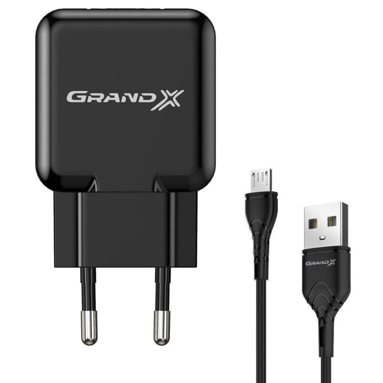 Зарядний пристрій Grand-X CH-03UMB (5V/2,1A + DC cable Micro USB) Black (CH-03UMB) - фото 1