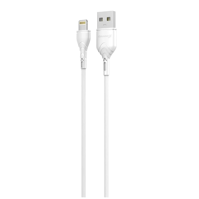 Дата кабель USB 2.0 AM to Lightning 1.0m Cu, 2.1А White Grand-X (PL01W) - фото 1