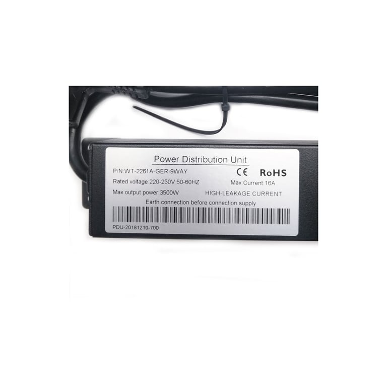 Силовий блок Eserver 19" 9 розеток, кабель 1.8м, алюм. корпус PDU 220В, 16А (WT-2261A-GER-9WAY) - фото 5