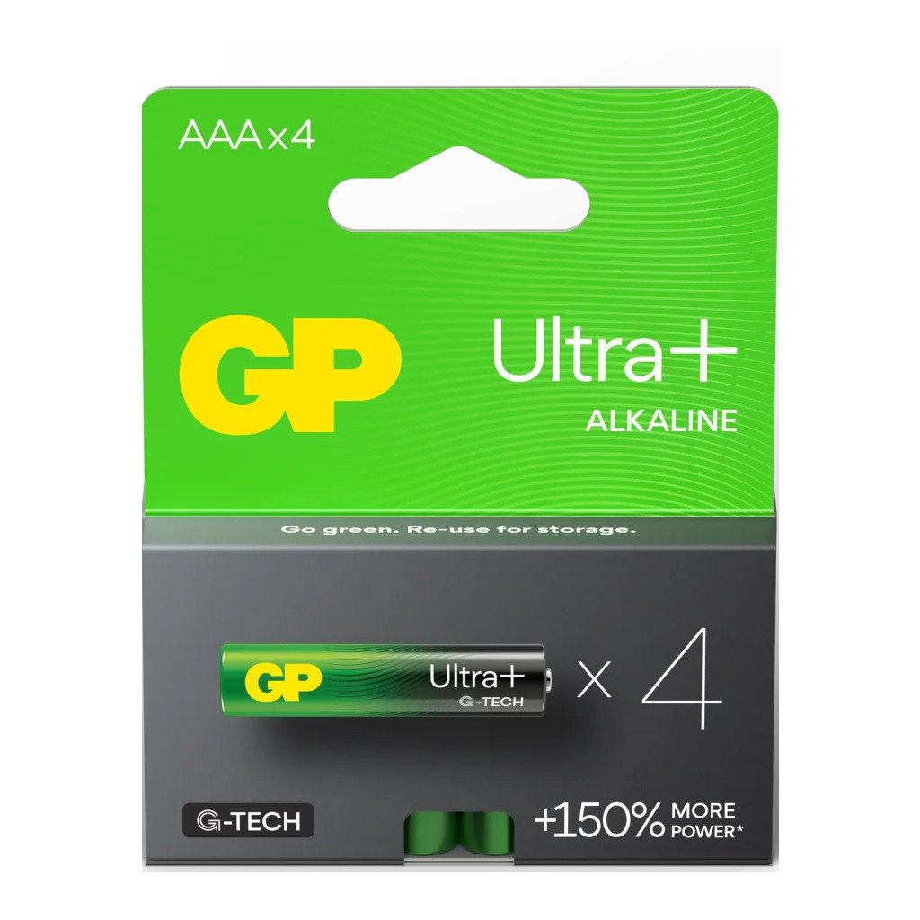 Батарейка Gp AAA LR03 Ultra Plus Alcaline * 4 (24AUP21-SB4 / 4891199203985) - фото 1