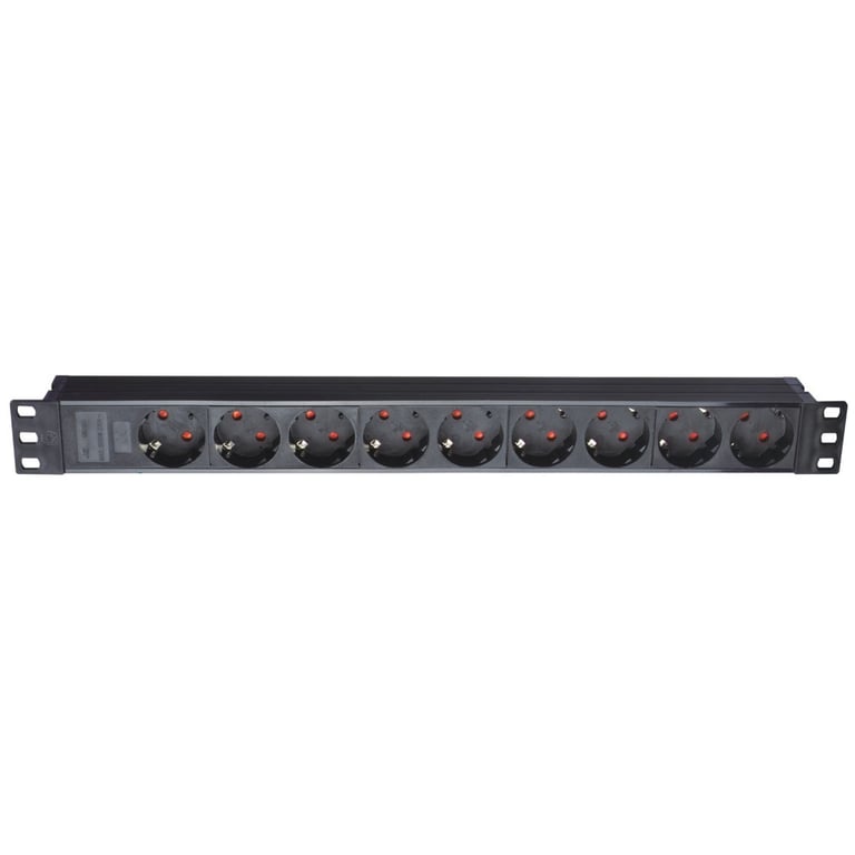 Силовий блок Eserver 19" 9 розеток, без выкл., без кабеля, алюм. корпус, 16А (WT-2261A-GER-9WAY-WO) - фото 1