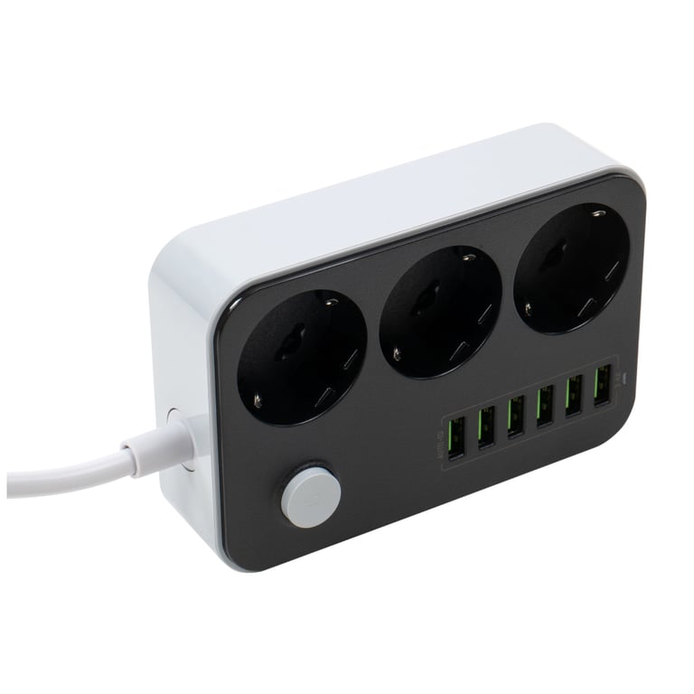 Мережевий фільтр живлення ColorWay CW-CHЕ36B, 3 розетки/6USB Black 1.8M (CW-CHE36B) - фото 3