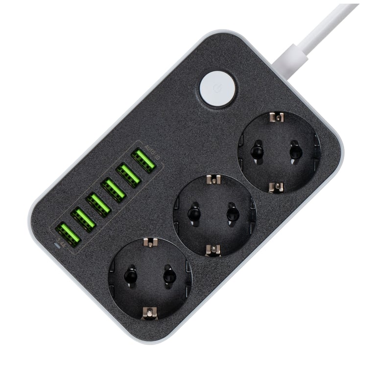 Мережевий фільтр живлення ColorWay CW-CHЕ36B, 3 розетки/6USB Black 1.8M (CW-CHE36B) - фото 4