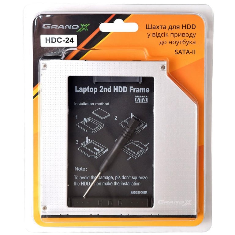 Фрейм-перехідник Grand-X HDD 2.5'' to notebook 9.5 mm ODD SATA/mSATA (HDC-24N) - фото 3