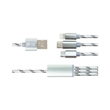 Дата кабель USB 2.0 AM to Lightning + Micro 5P + USB-C 1.0m 2.1A PowerPlant (CA910663)