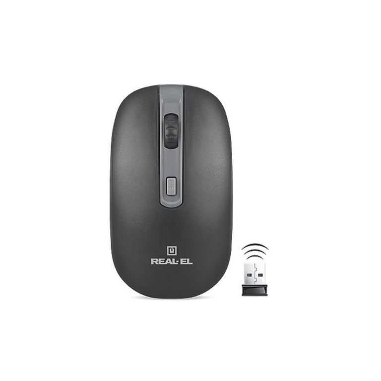 Мишка REAL-EL RM-303 black-grey - фото 2