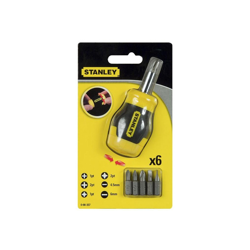 Набір викруток Stanley Multibit Stubby з 6 змінними бітами (0-66-357) - фото 4 Набір викруток Stanley Multibit Stubby з 6 змінними бітами (0-66-357) - фото 4