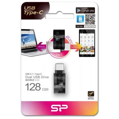 USB флеш накопичувач Silicon Power 128GB C31 Silver USB 3.1/Type C (SP128GBUC3C31V1K) - фото 4 USB флеш накопичувач Silicon Power 128GB C31 Silver USB 3.1/Type C (SP128GBUC3C31V1K) - фото 4