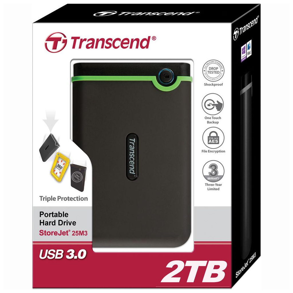Зовнішній жорсткий диск 2.5" 2TB Transcend (TS2TSJ25M3S) - фото 5 Зовнішній жорсткий диск 2.5" 2TB Transcend (TS2TSJ25M3S) - фото 5