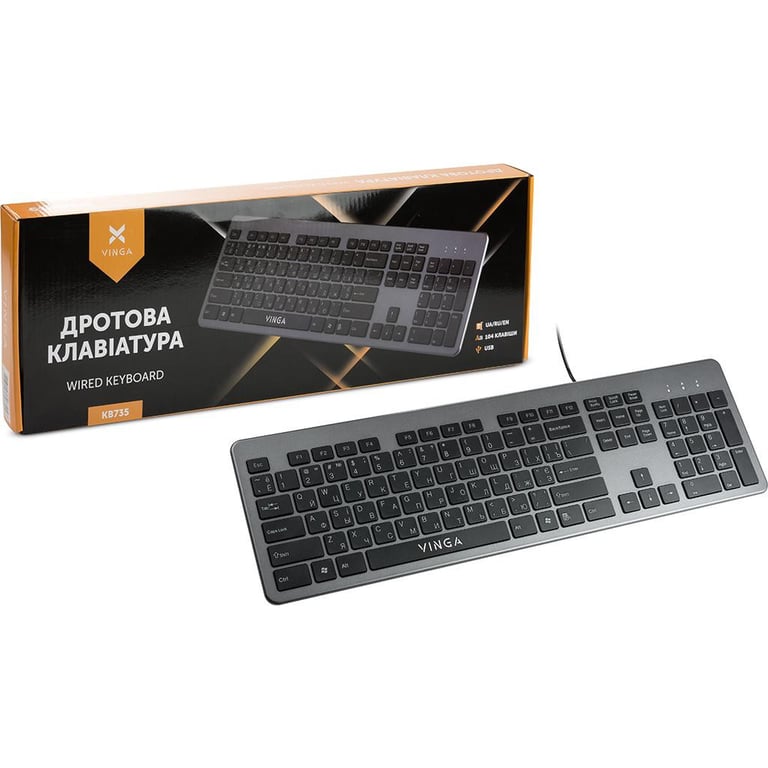 Клавіатура Vinga KB735 black-grey - фото 11