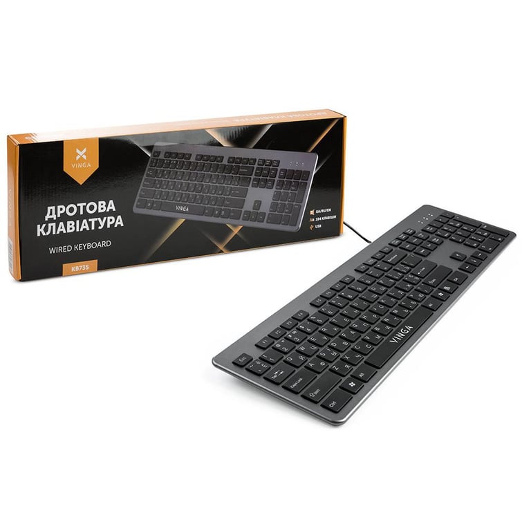 Клавіатура Vinga KB735 black-grey - фото 12