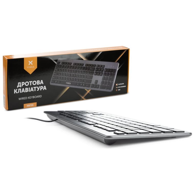 Клавіатура Vinga KB735 black-grey - фото 4