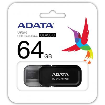 USB флеш накопичувач ADATA 64GB UV240 Black USB 2.0 (AUV240-64G-RBK) - фото 3