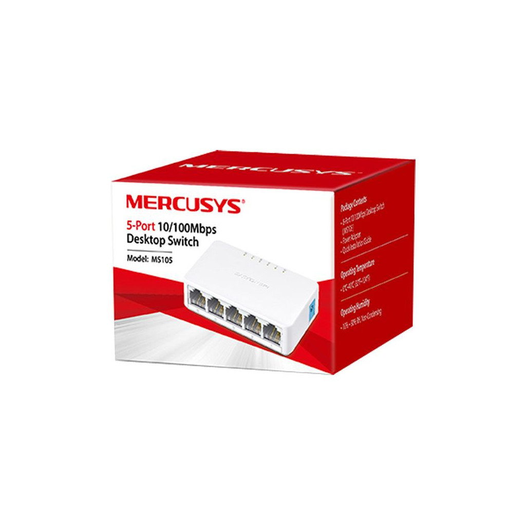 Комутатор мережевий Mercusys MS105 - фото 3 Комутатор мережевий Mercusys MS105 - фото 3