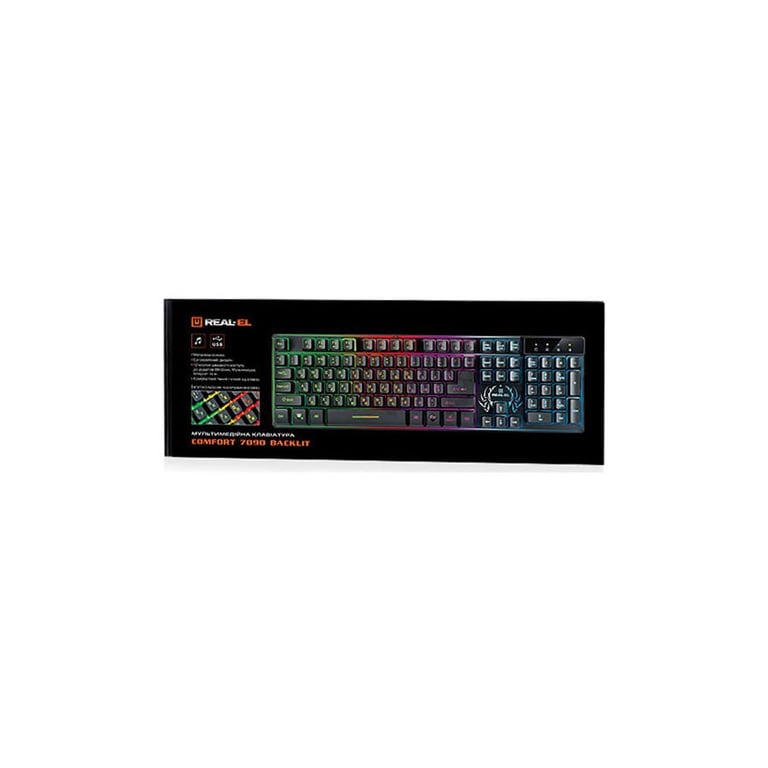 Клавіатура REAL-EL 7090 Comfort Backlit, black - фото 4
