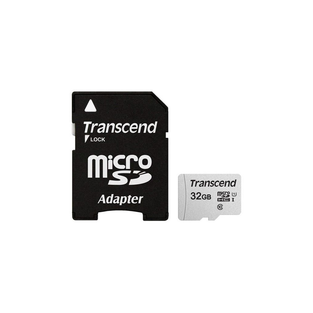 Карта пам'яті Transcend 32GB microSDHC class 10 UHS-I U1 (TS32GUSD300S-A) - фото 1