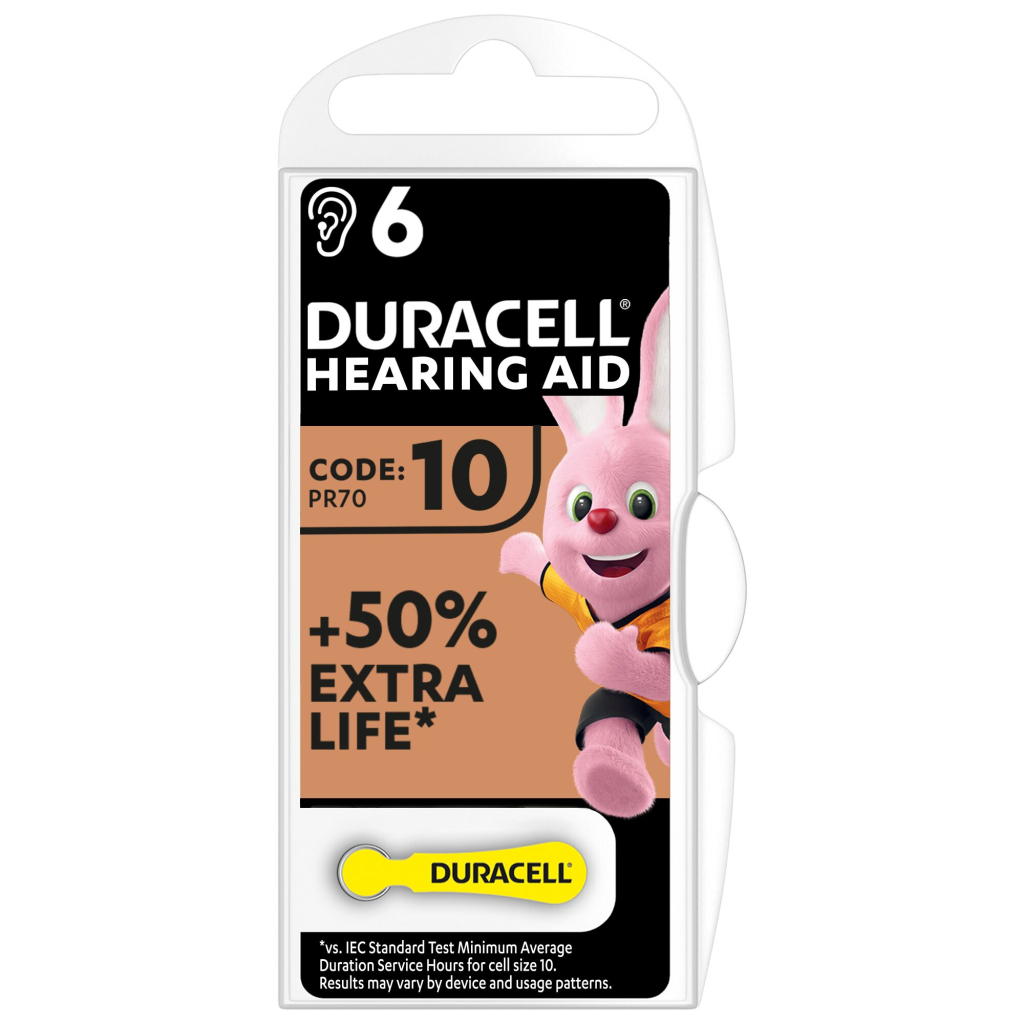 Батарейка Duracell для слухових апаратів розмір 10, 6 шт. в упаковці (5007510/5011445) - фото 1