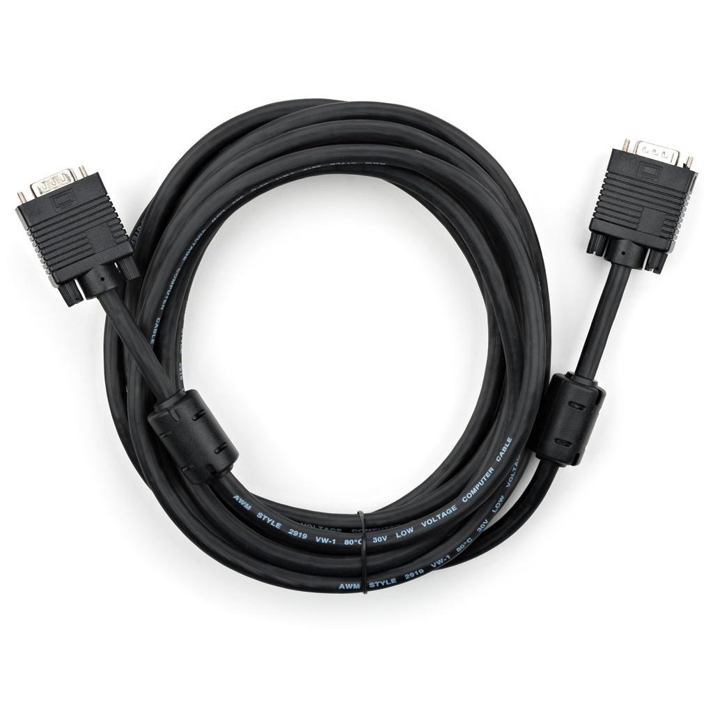Кабель мультимедійний VGA 5 m MM ferrite Vinga (VCPDCVGAMM5MBK) - фото 1