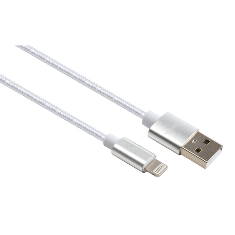 Дата кабель USB 2.0 AM to Lightning 1m nylon silver Vinga (VCPDCLNB1S) - фото 1