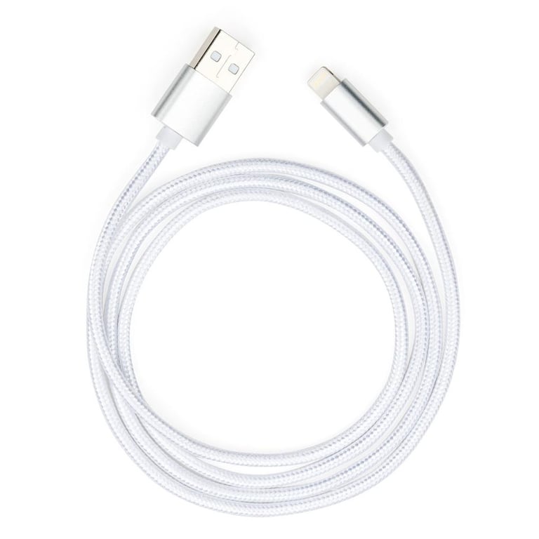 Дата кабель USB 2.0 AM to Lightning 1m nylon silver Vinga (VCPDCLNB1S) - фото 5