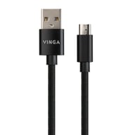 Дата кабель USB 2.0 AM to Micro 5P 1m nylon black Vinga (VCPDCMNB1BK) - фото 2
