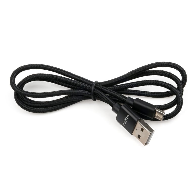 Дата кабель USB 2.0 AM to Micro 5P 1m nylon black Vinga (VCPDCMNB1BK) - фото 3