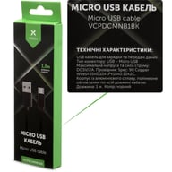 Дата кабель USB 2.0 AM to Micro 5P 1m nylon black Vinga (VCPDCMNB1BK) - фото 4