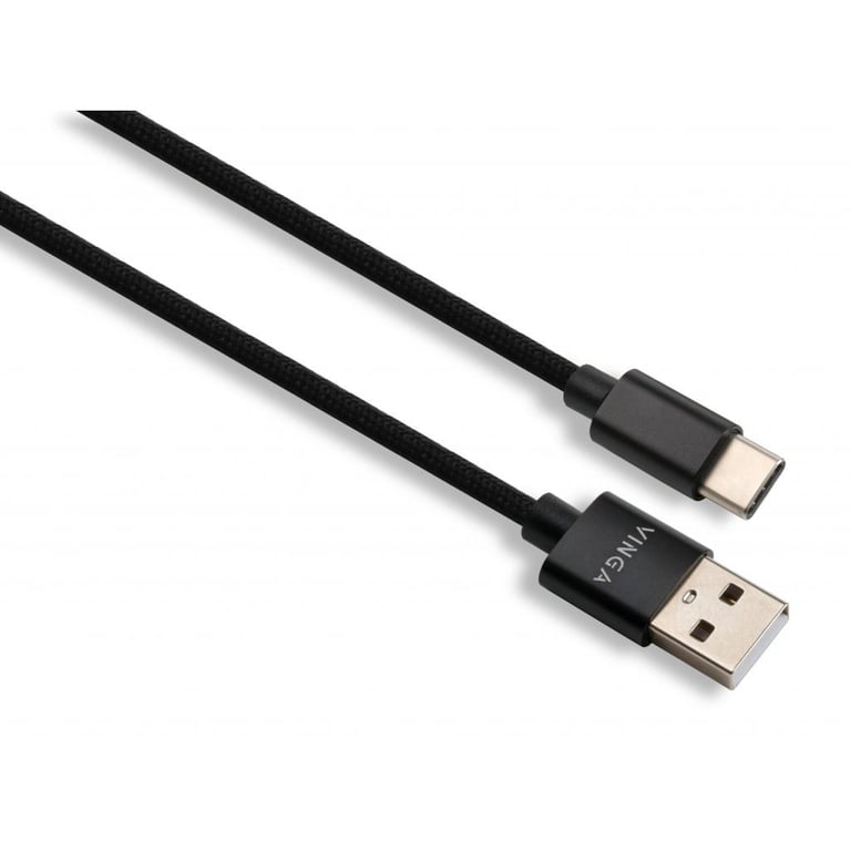 Дата кабель USB 2.0 AM to USB-C 1.0m nylon black Vinga (VCPDCTCNB1BK) - фото 1
